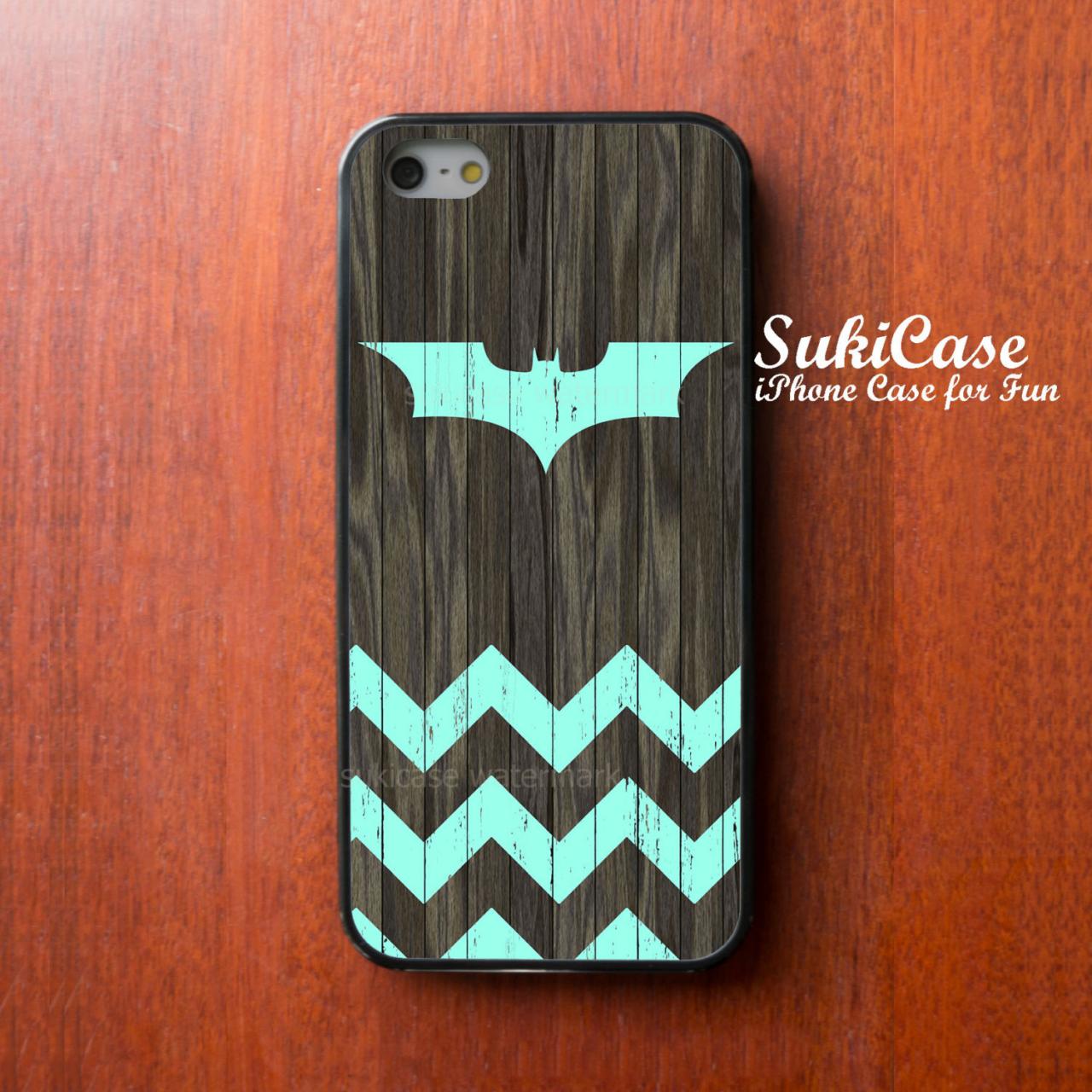 Iphone 5s Case Mint Bat And Chevron On Dark Wood Iphone Case Iphone 5 Case Iphone 4 Case Samsung Galaxy S4 S3 Cover Iphone 5c Iphone 4s