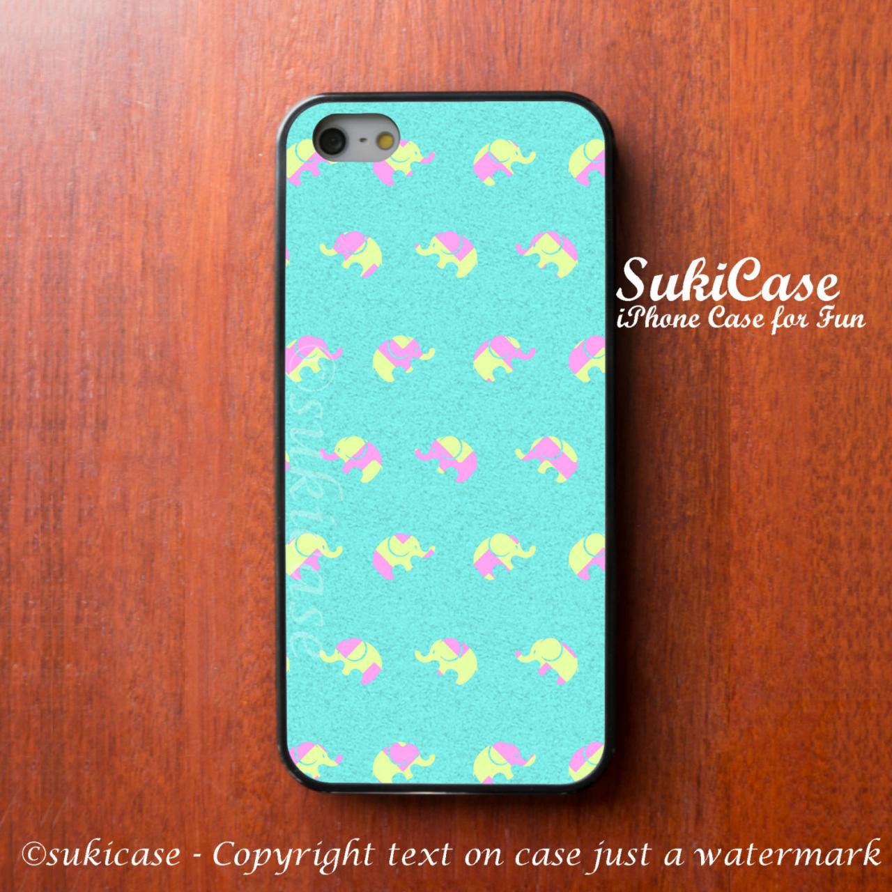 Iphone 5s Case Elephant Mint Tiny Patterns Yellow Pink Phone Case Iphone 5 Case Iphone 4 Case Samsung Galaxy S4 S3 Cover Iphone 5c Iphone 4s