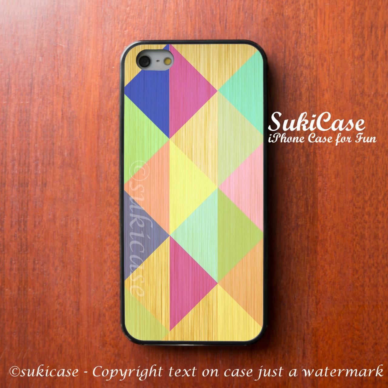 Iphone 5 Case Geometric Bright Colorful Wooden Iphone Case Iphone 5 Case Iphone 4 Case Samsung Galaxy S4 S3 Cover Iphone 5c Iphone 4s Cases